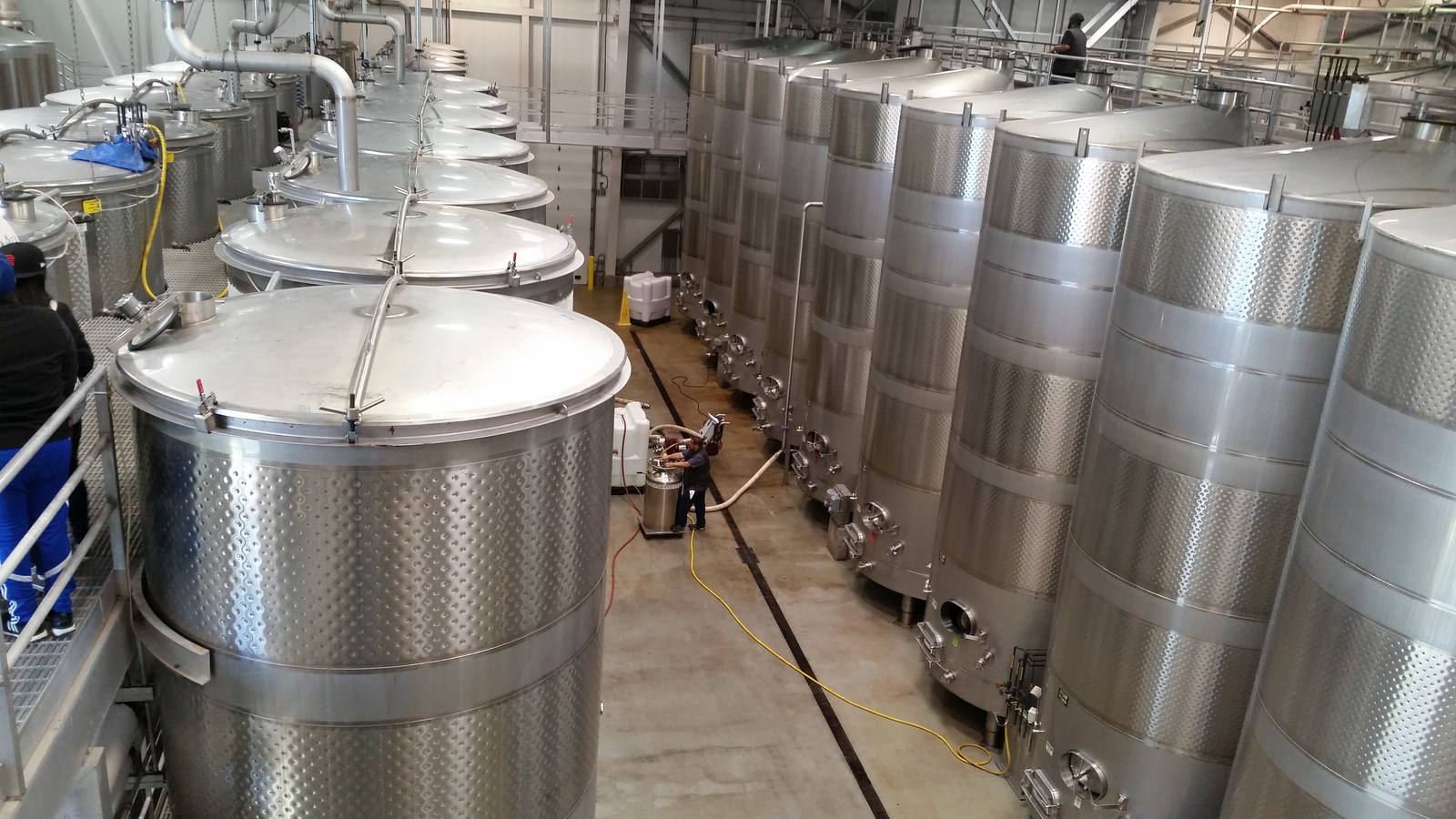 Fermentation tanks at a winery. Ciatti reports bulk buyers are securing volumes on an incremental, just-in-time basis amid a margins squeeze.