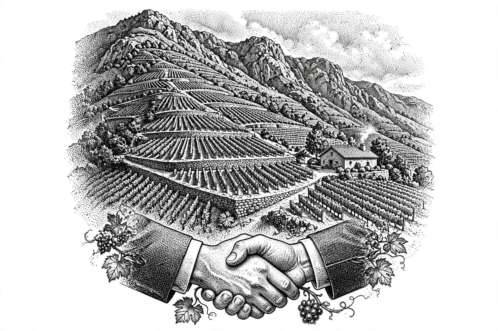 Illustration: a Spring Mountain vineyard estate changes hands as Maya Dalla Valle acquires Cain Vineyard and Winery.