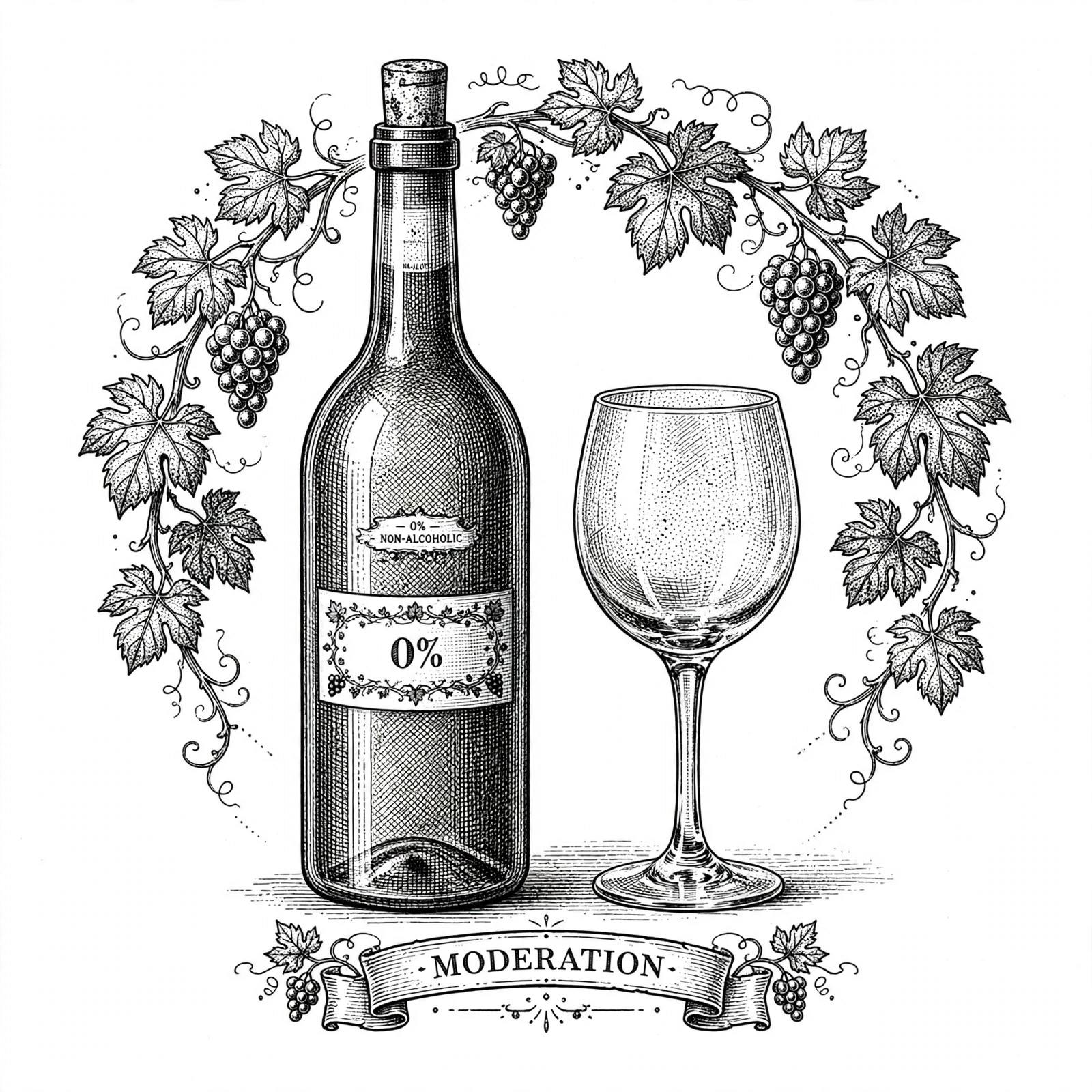 Illustration: no-alcohol wine rides the moderation wave as the UK market grows 15 percent a year.