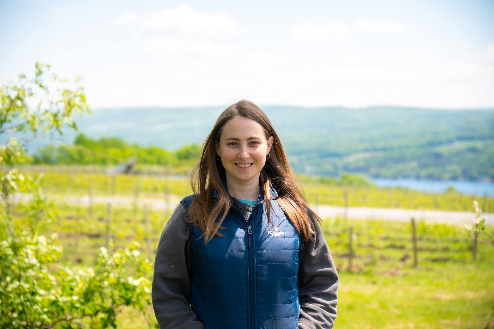 Sarah Gummoe, the new head winemaker of Dr. Konstantin Frank Winery, in the winery's Finger Lakes vineyards.